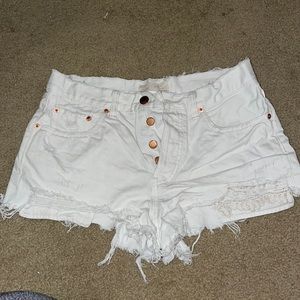 White Ripped Jean Shorts